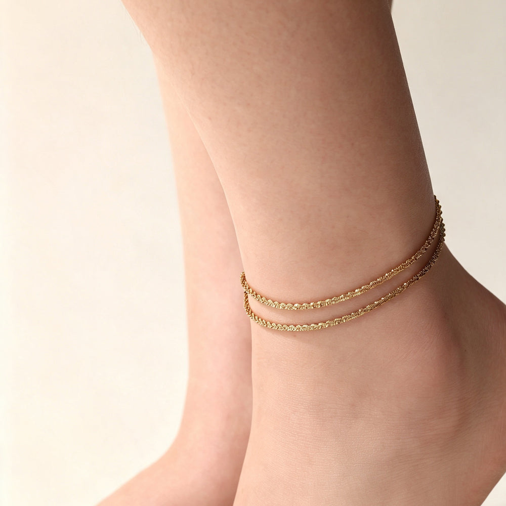 Dainty Layered Anklet - Gold / 9" + 1"