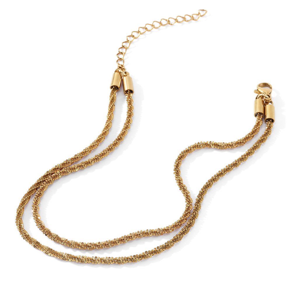 Dainty Layered Anklet - Gold / 9" + 1"