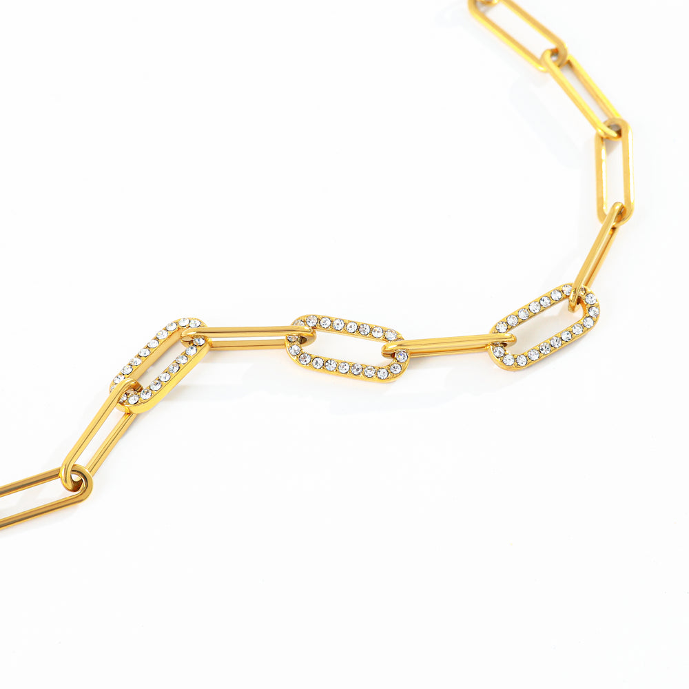 Dainty Pave Paperclip Chain Bracelet - Gold / 6" + 2"