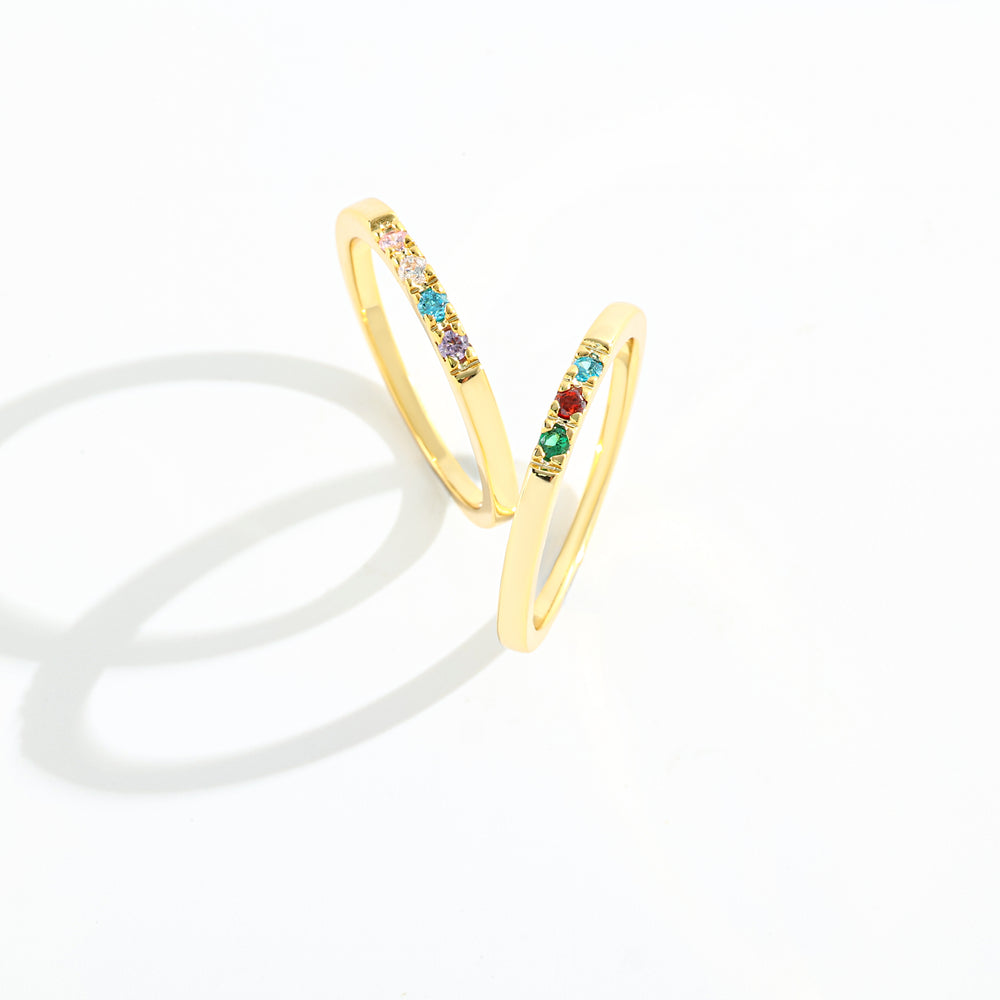 Dainty Stackable Birthstone Ring - Gold / 3 / 5