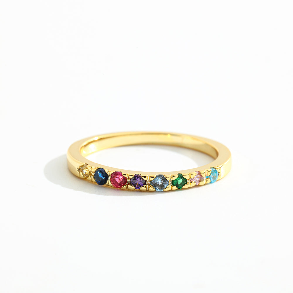 Dainty Stackable Birthstone Ring - Gold / 8 / 8