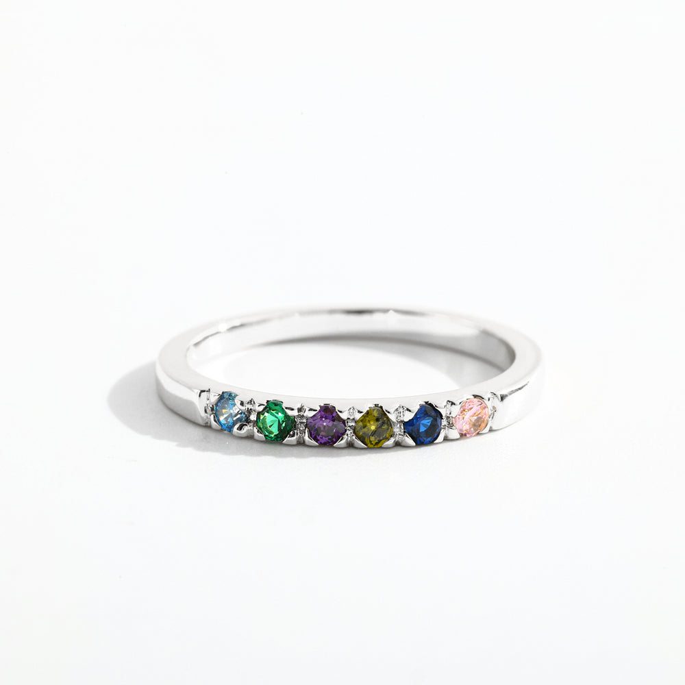 Dainty Stackable Birthstone Ring - Silver / 6 / 8