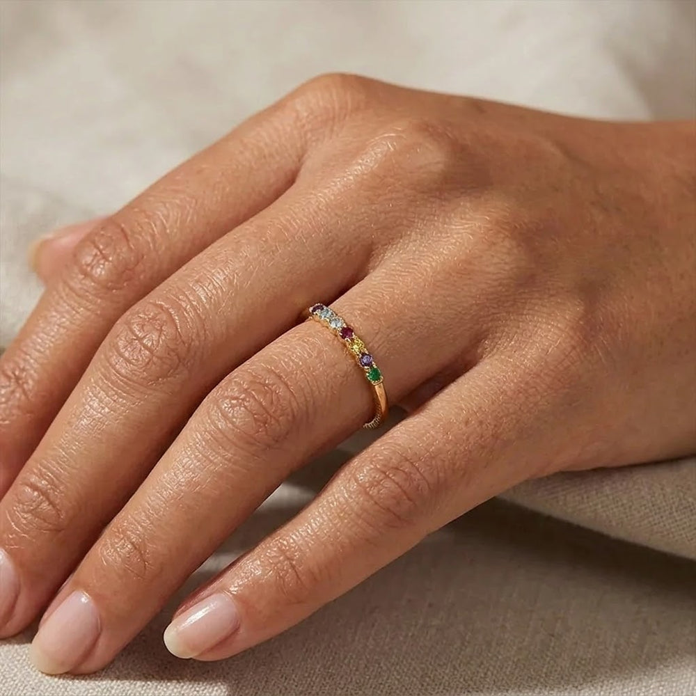 Dainty Stackable Birthstone Ring - Gold / 3 / 5