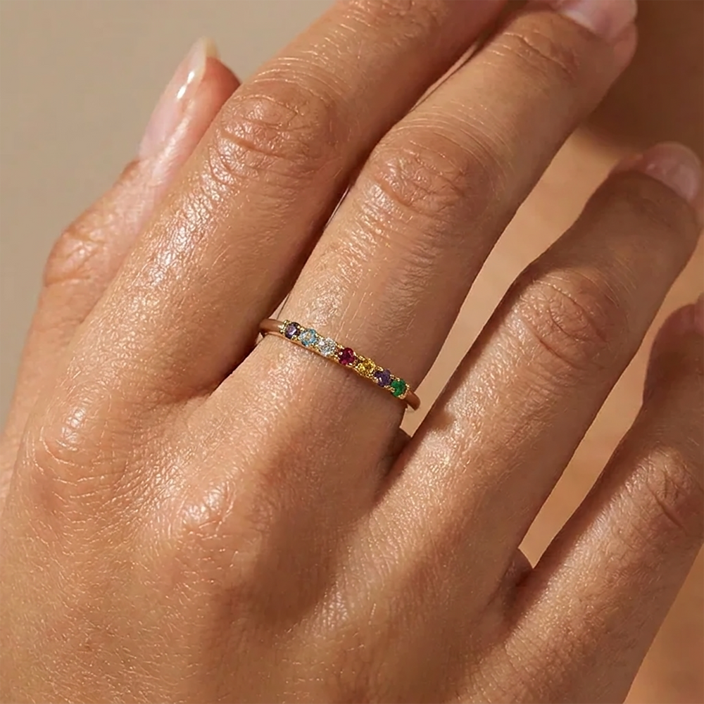 Dainty Stackable Birthstone Ring - Gold / 3 / 5
