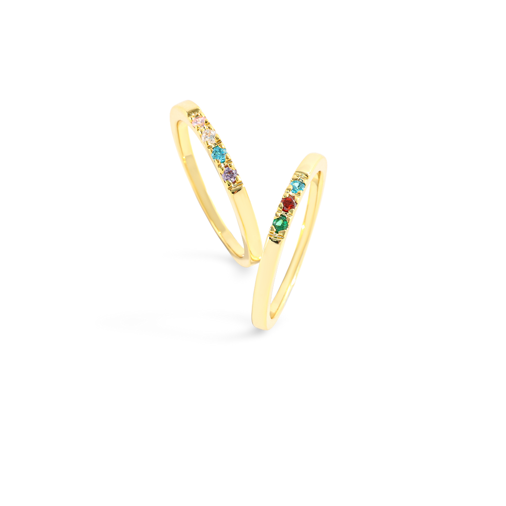 Dainty Stackable Birthstone Ring - Gold / 3 / 7
