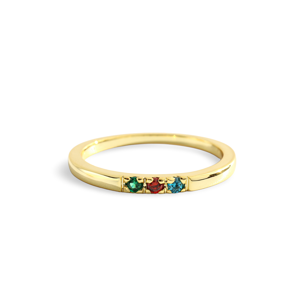 Dainty Stackable Birthstone Ring - Gold / 3 / 7