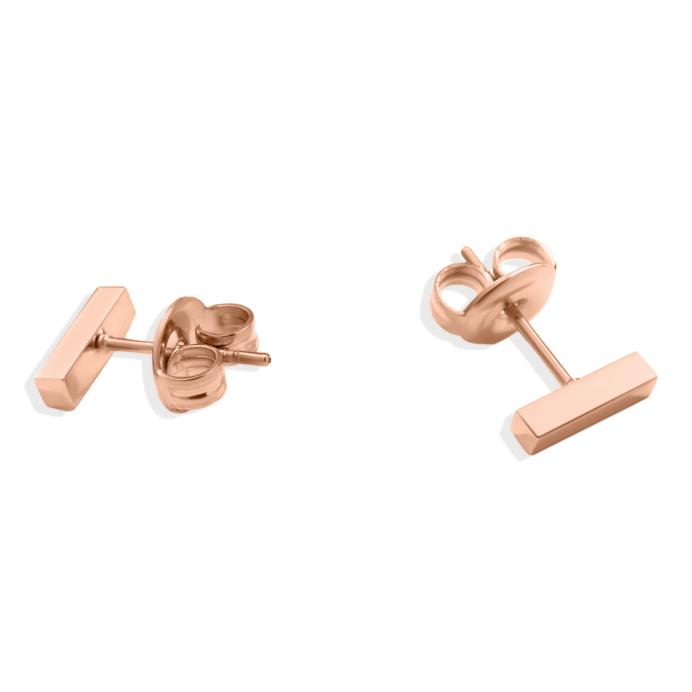 Dainty Bar Stud Earrings - 18k Rose Gold Plated