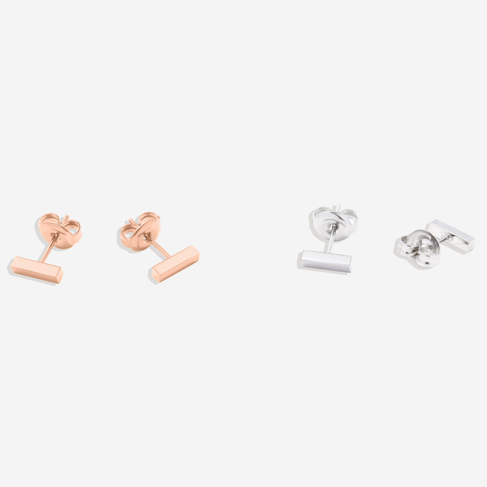 Dainty Bar Stud Earrings - 18k Rose Gold Plated
