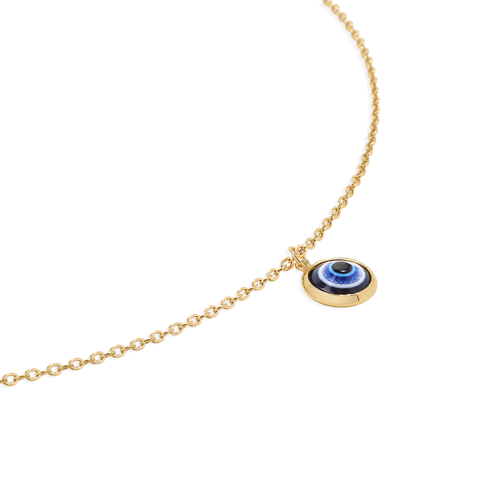 Zierliche Boho Evil Eye Charm Halskette - Dunkel