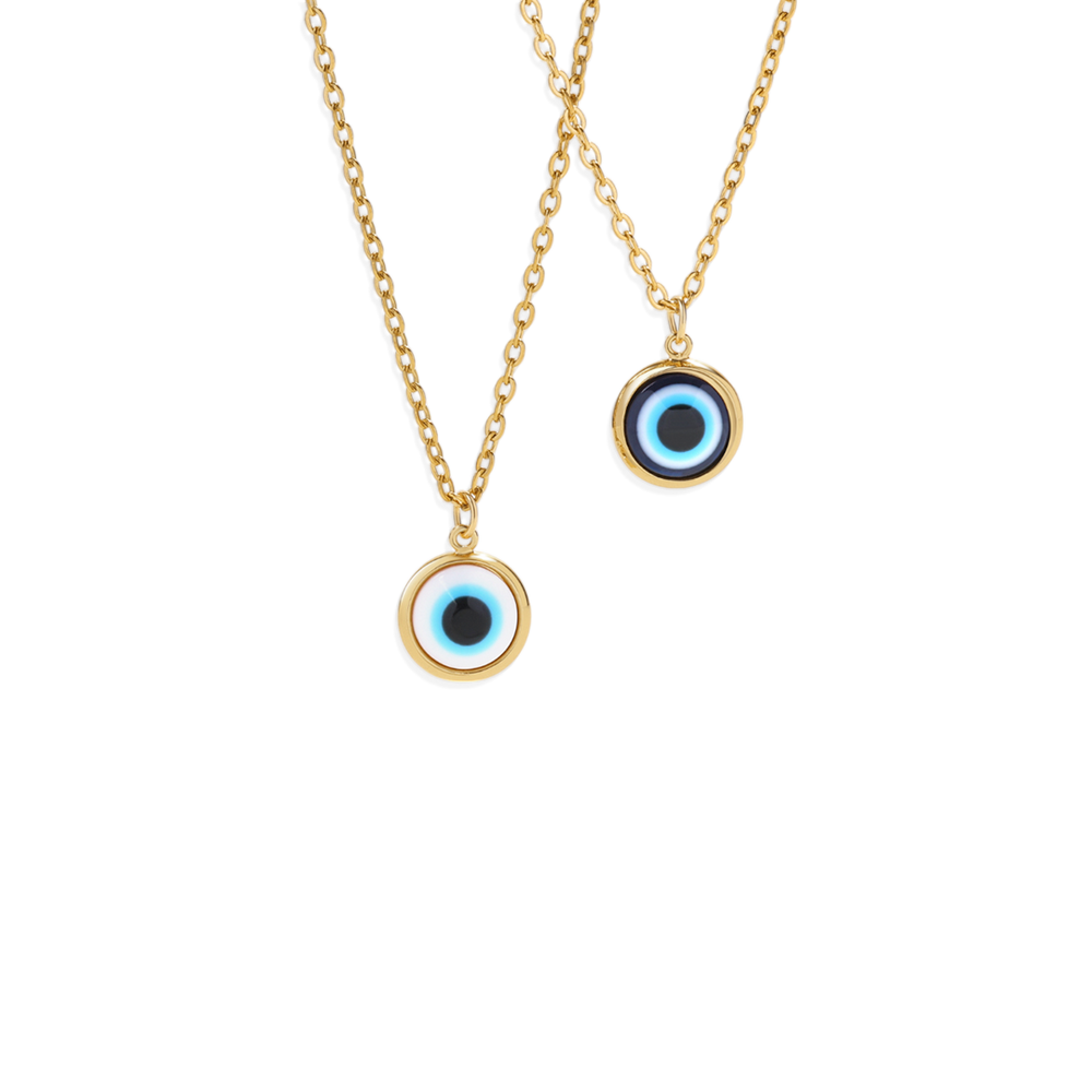 Zierliche Boho Evil Eye Charm Halskette - Licht
