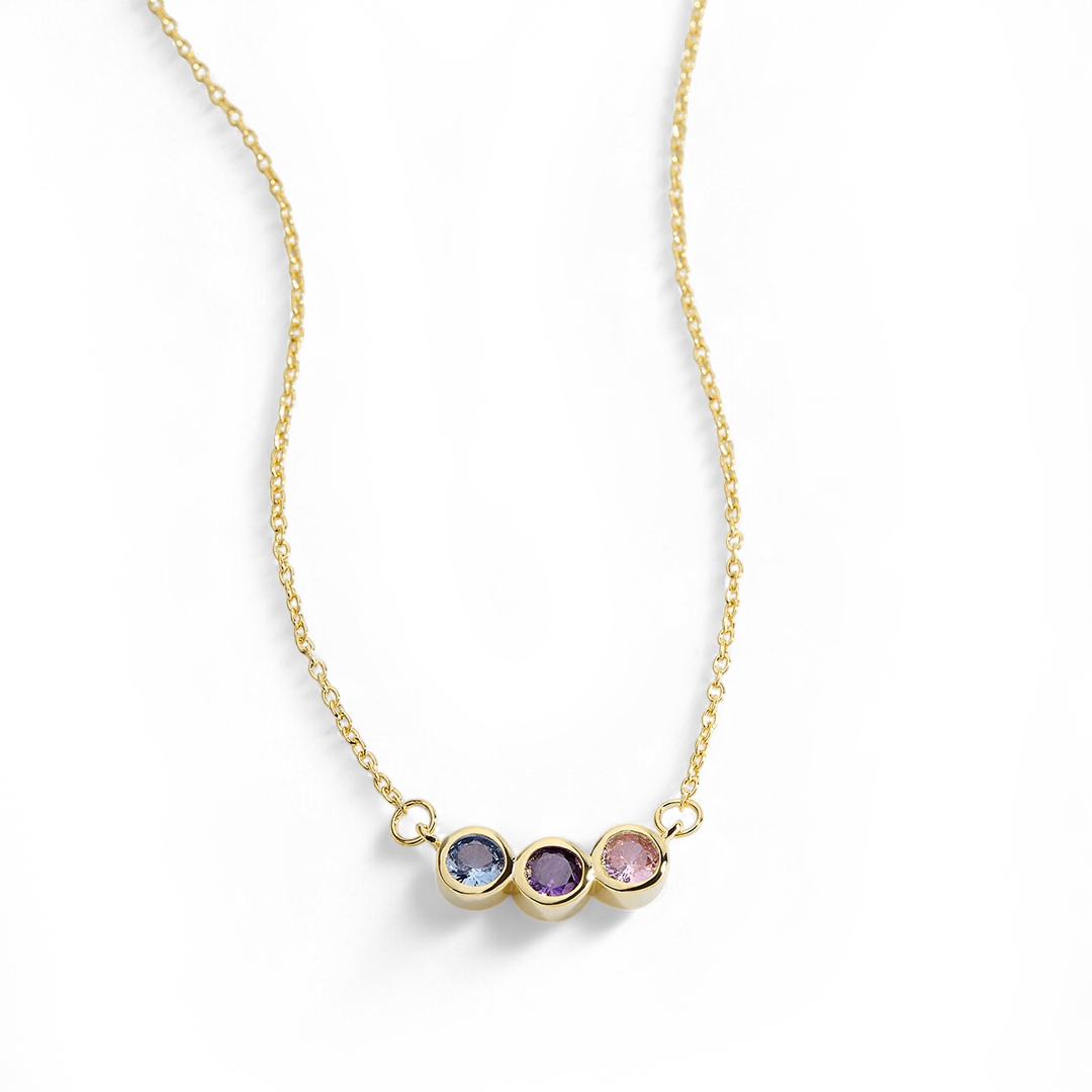 Dainty family birthstones necklace in gold — Mint & Lily