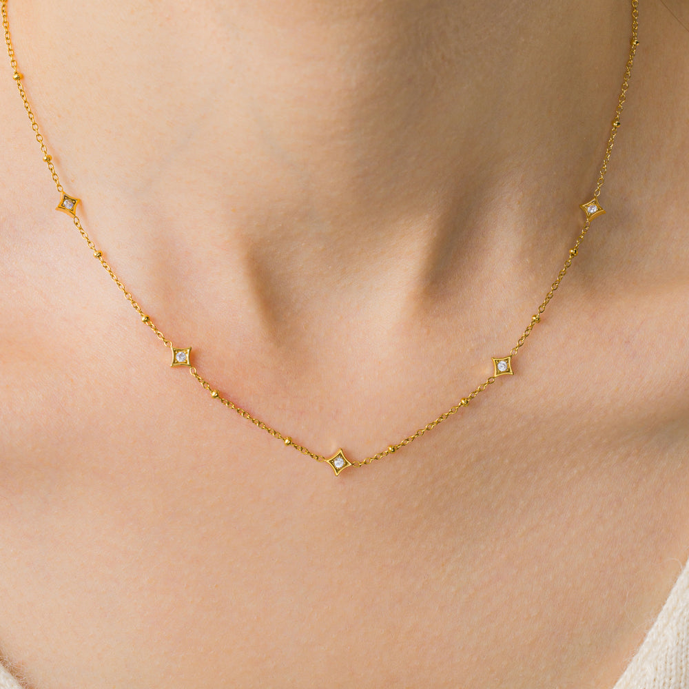 Delicate Diamond Shape Necklace - Gold / 16" + 2"
