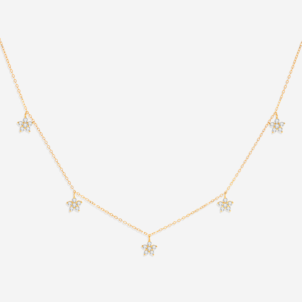 Diamond Flower Necklace - 18k Gold Over Sterling Silver