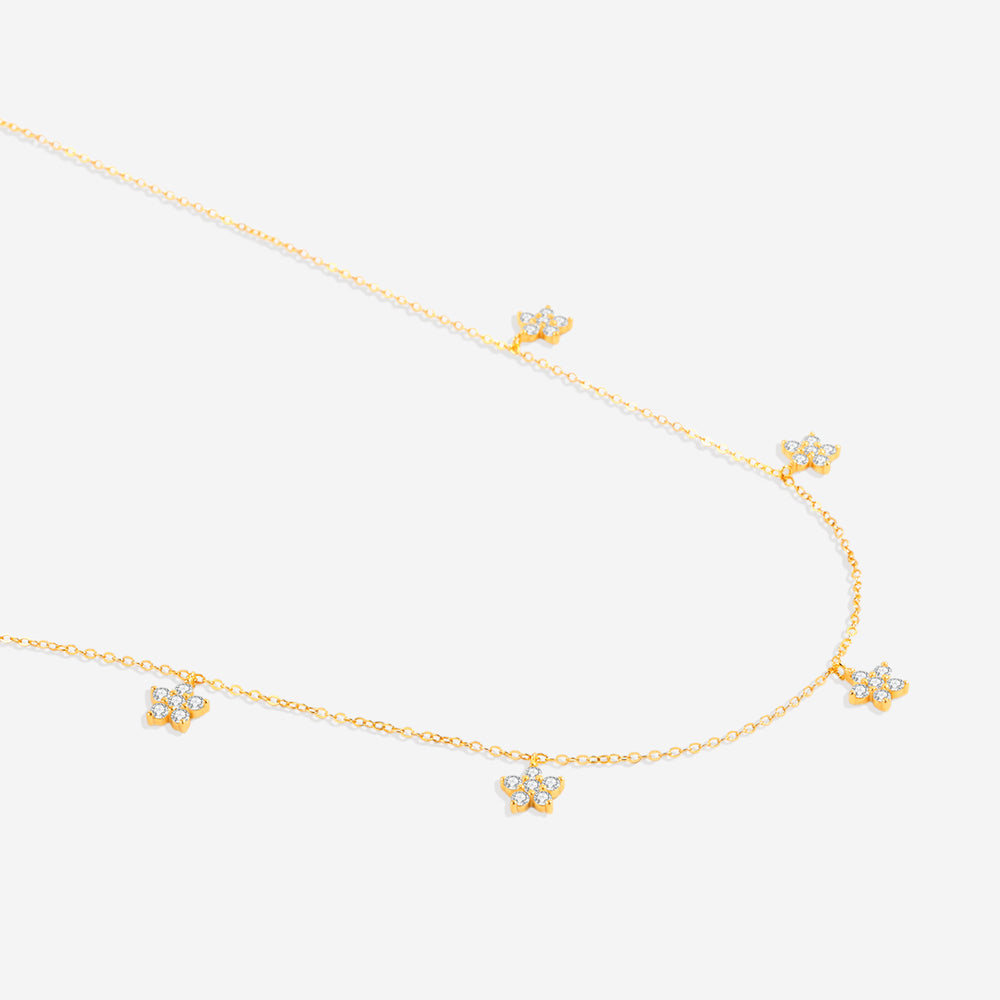Diamond Flower Necklace - 18k Gold Over Sterling Silver