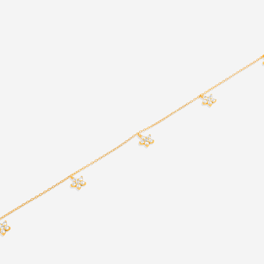 Diamond Flower Necklace - 18k Gold Over Sterling Silver