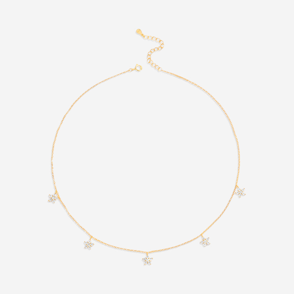 Diamond Flower Necklace - 18k Gold Over Sterling Silver