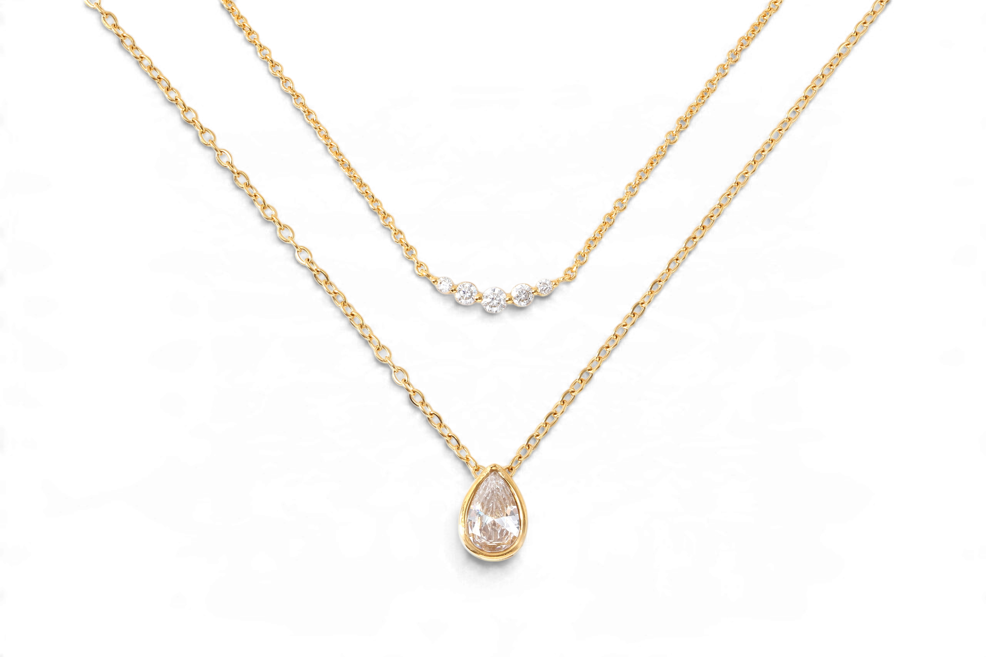 Diamond Teardrop & Mini Arc Necklace Stack