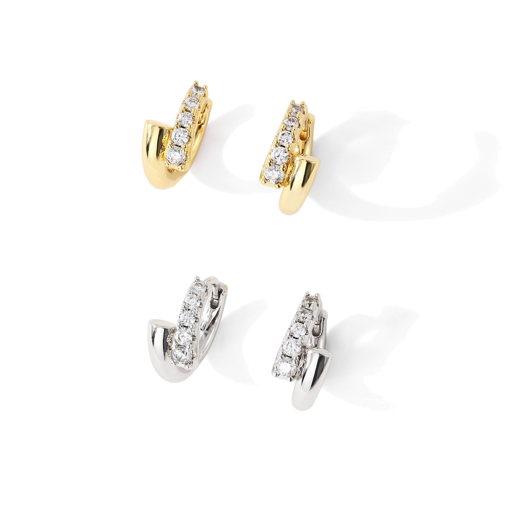 Diamond Wrap Huggies - Gold