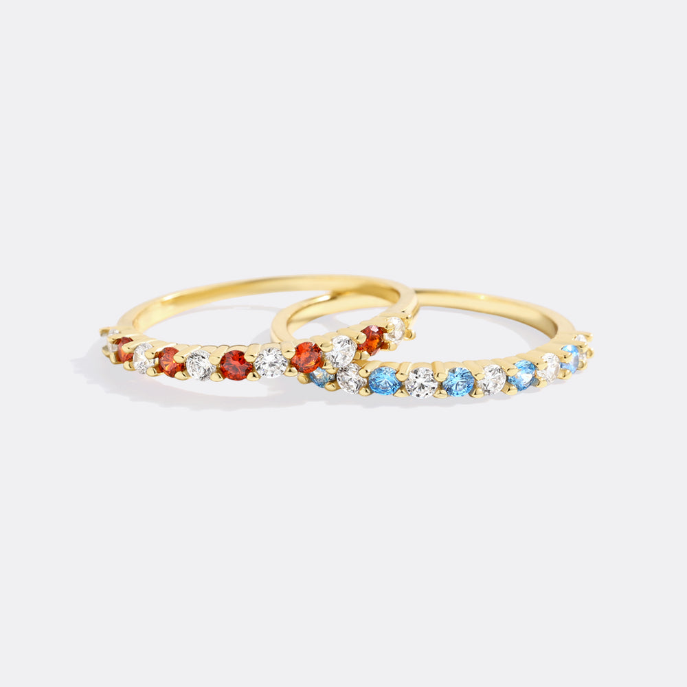 Diamond & Gemstone Stackable Ring – Mint & Lily