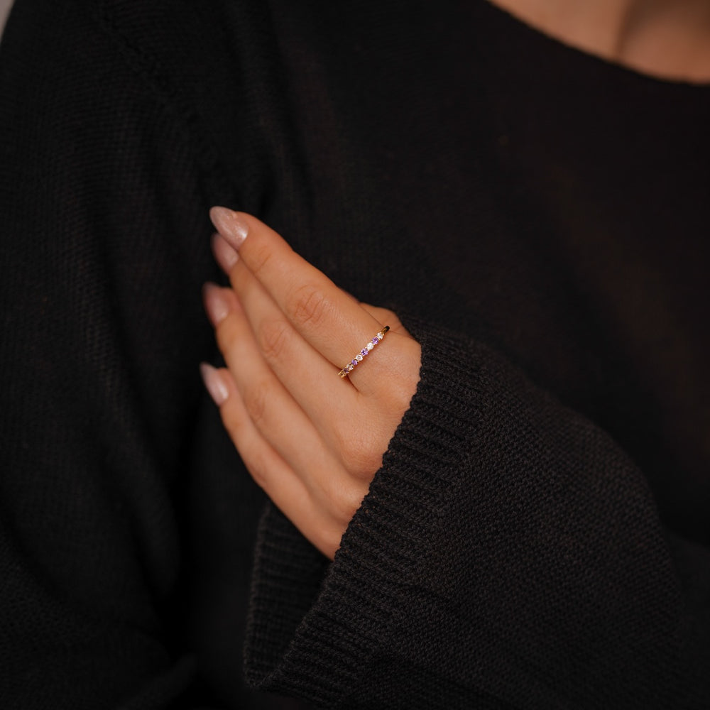 Diamond & Gemstone Stackable Ring – Mint & Lily