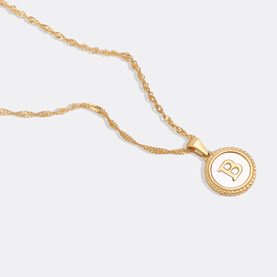 Mother of Pearl Disc Letter Necklace – Mint & Lily