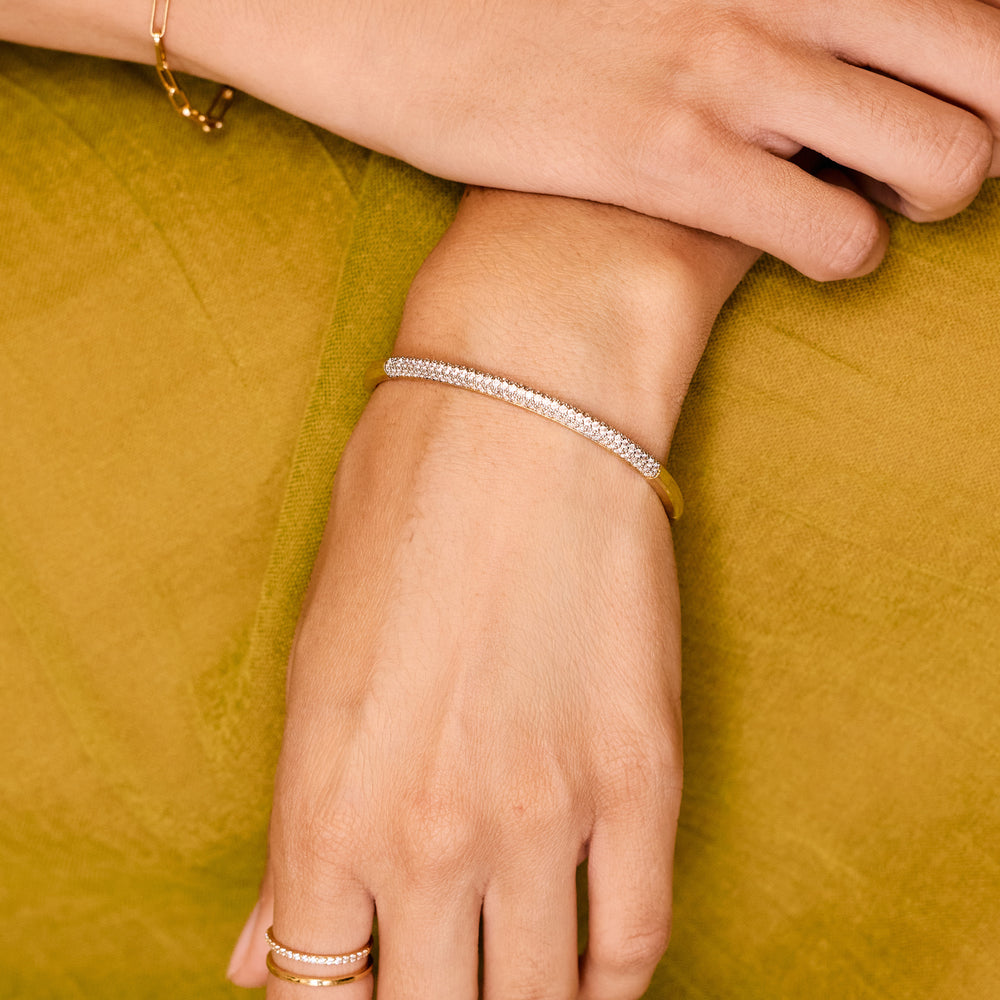 Domed Pave Cuff Bracelet - Gold