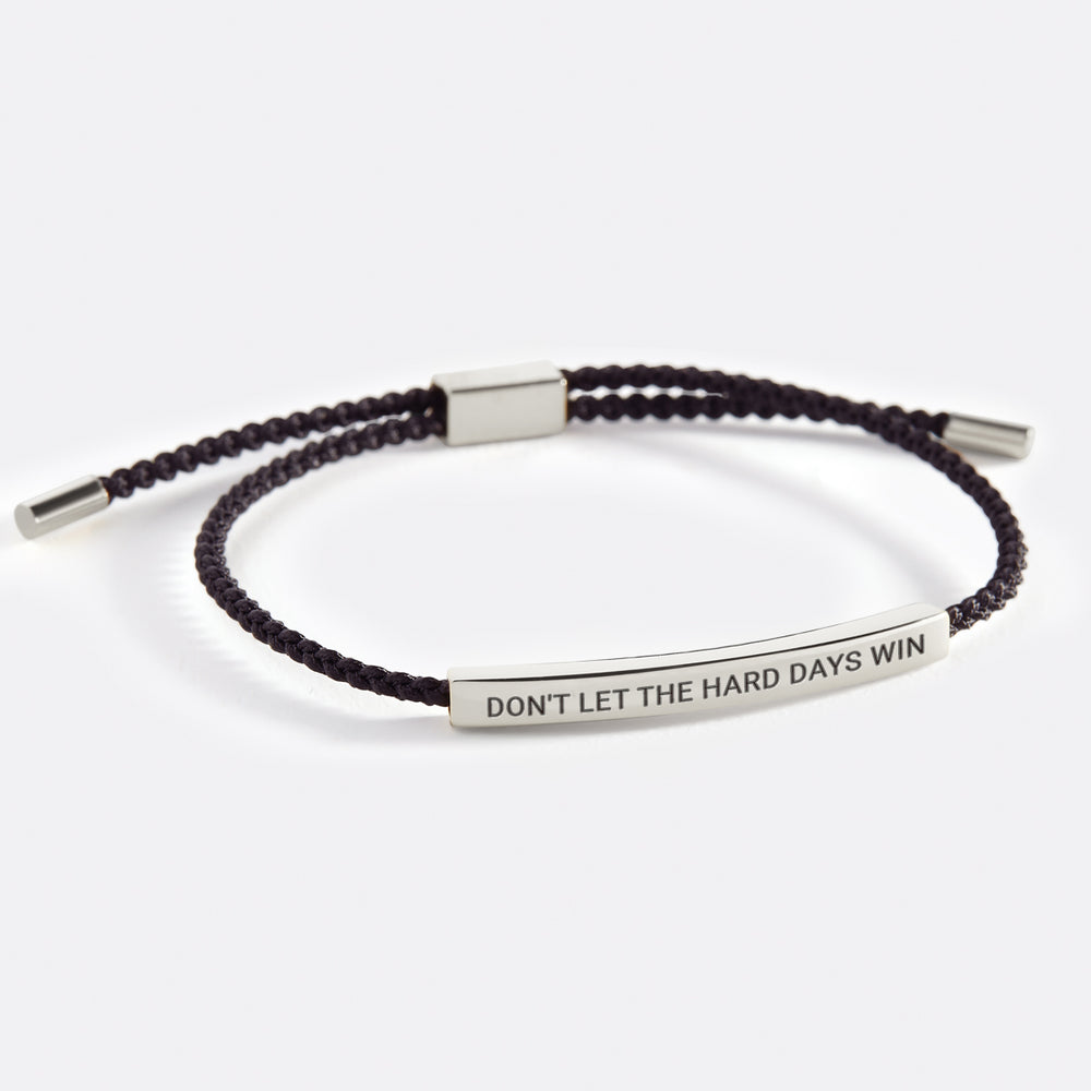 Don't Let The Hard Days Win Inspire Bracelet - Silver / Midnight Black / Standard