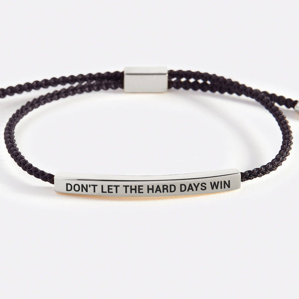 Don't Let The Hard Days Win Inspire Bracelet - Silver / Midnight Black / Standard