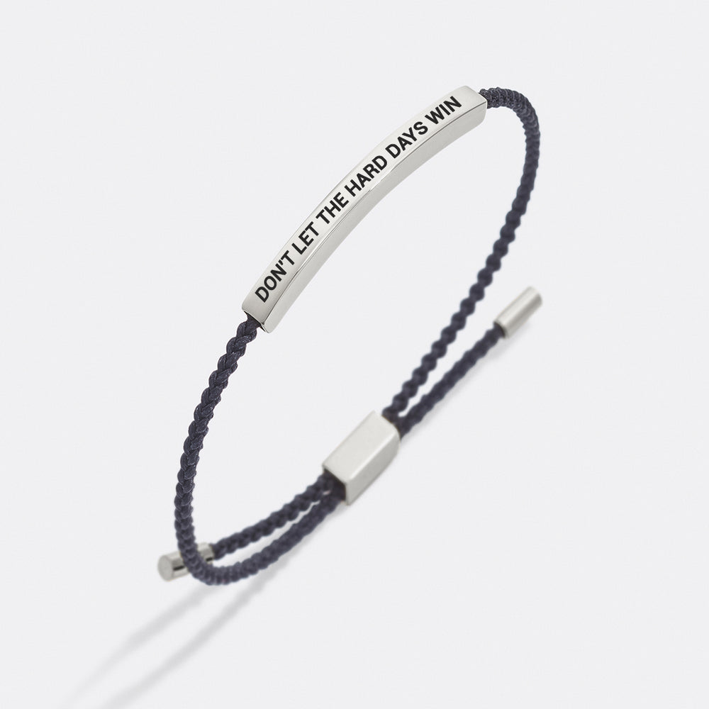 Don't Let The Hard Days Win Inspire Bracelet - Silver / Midnight Black / Standard