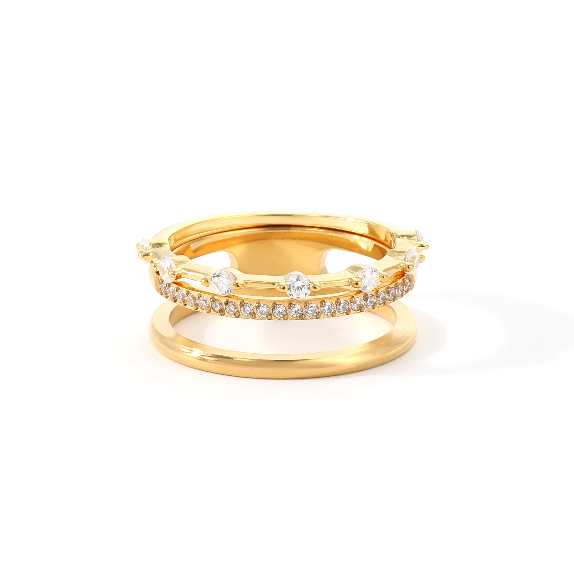 Double Band Pave + Floating Eternity Ring Stack – Mint & Lily