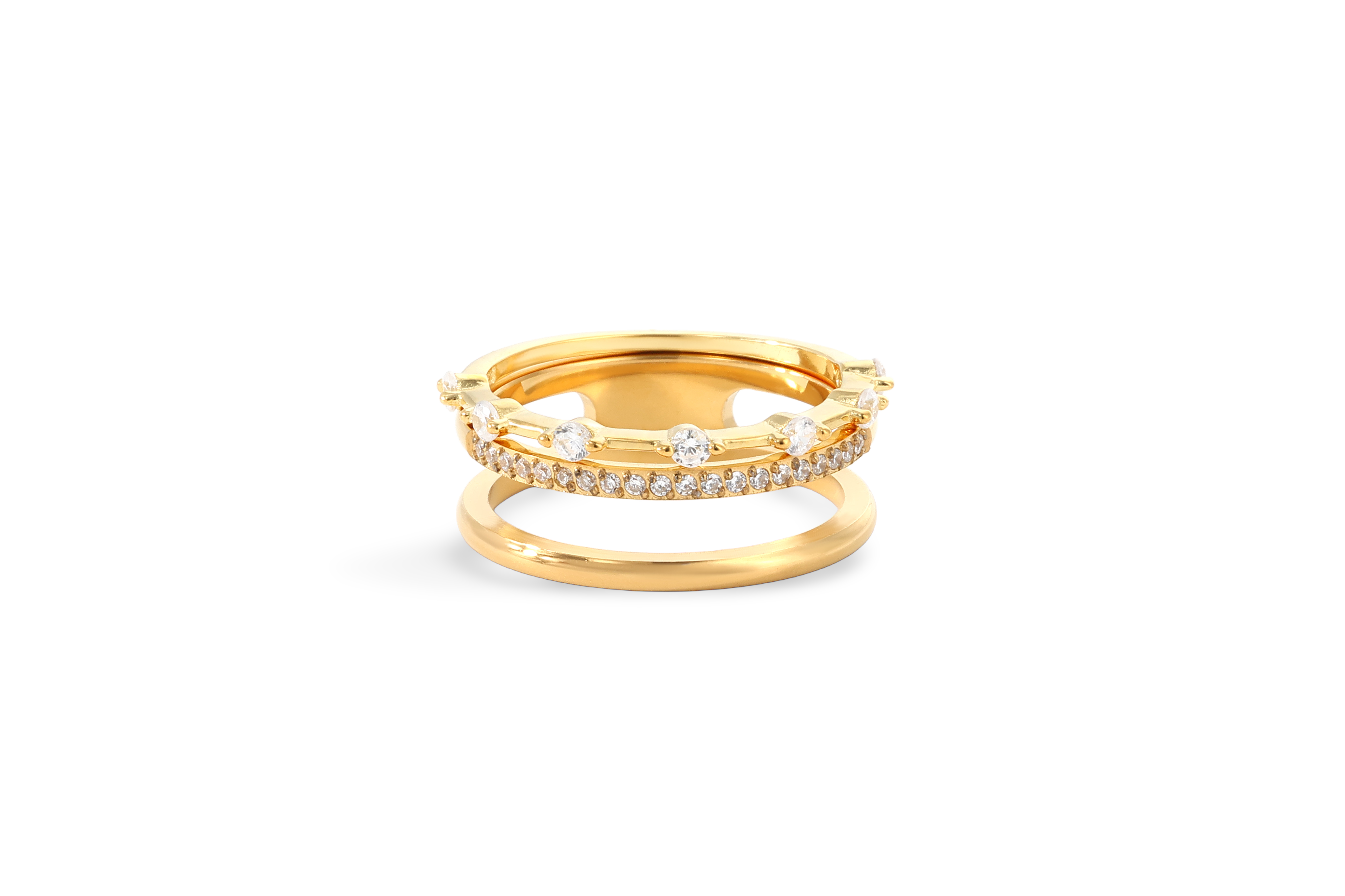 Double Band Pave + Floating Eternity Ring Stack