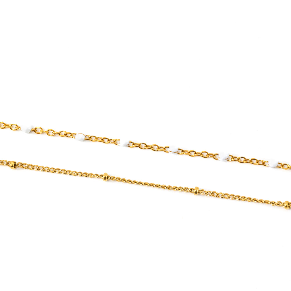 Double Beaded Choker - Gold / 14" & 16" + 2"