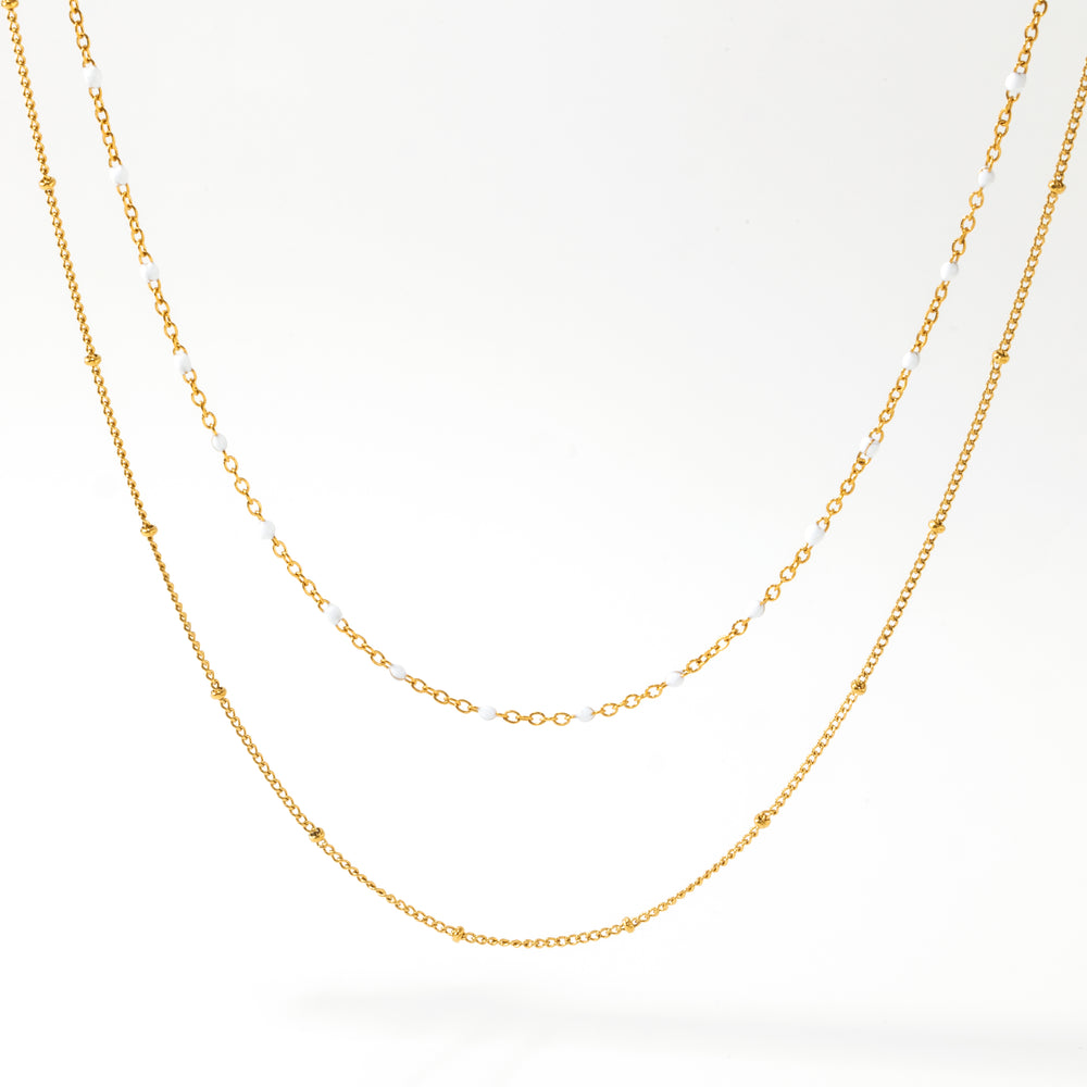 Double Beaded Choker - Gold / 14" & 16" + 2"