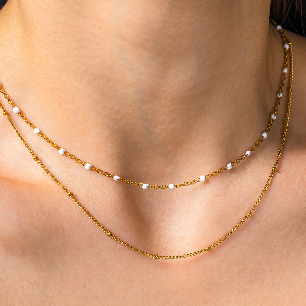 Double Beaded Choker - Gold / 14" & 16" + 2"