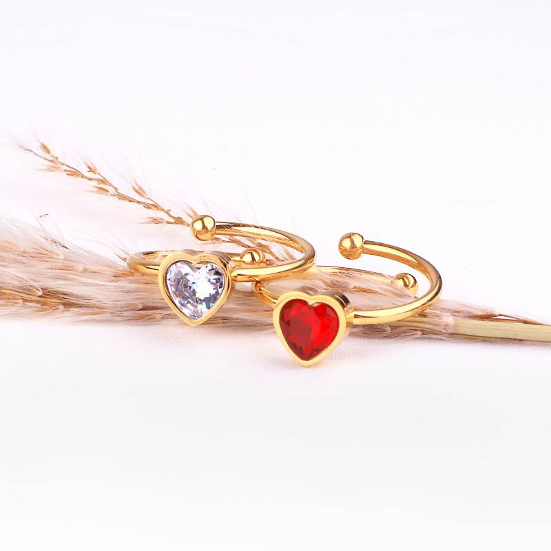 Dainty Heart Birthstone Ring - January