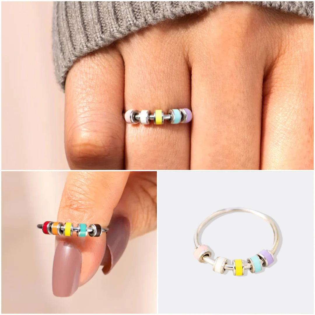 Enamel Bead Spinning Fidget Ring – Mint & Lily