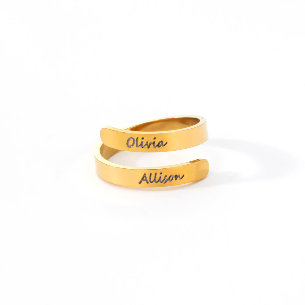 Engraved Link Ring - Gold