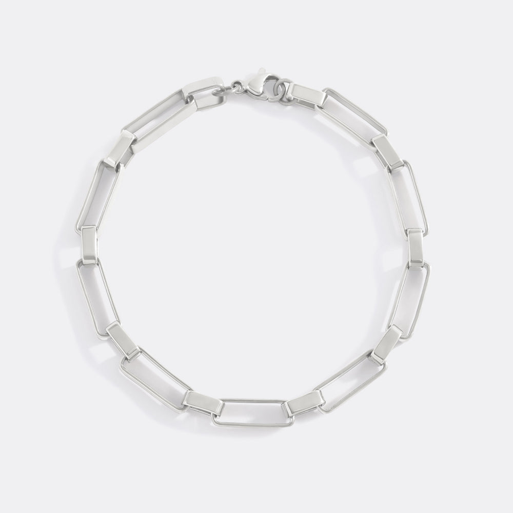 Silver chain necklace on a white background
