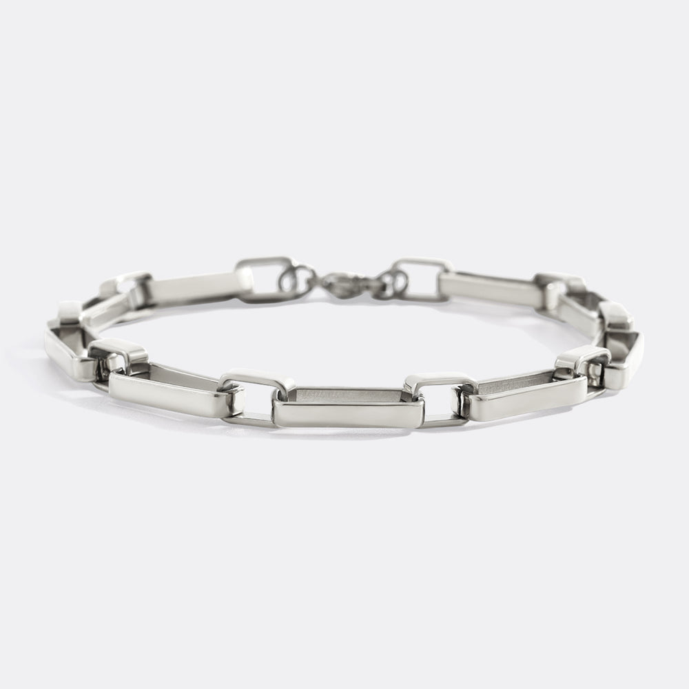 Silver bracelet on a white background