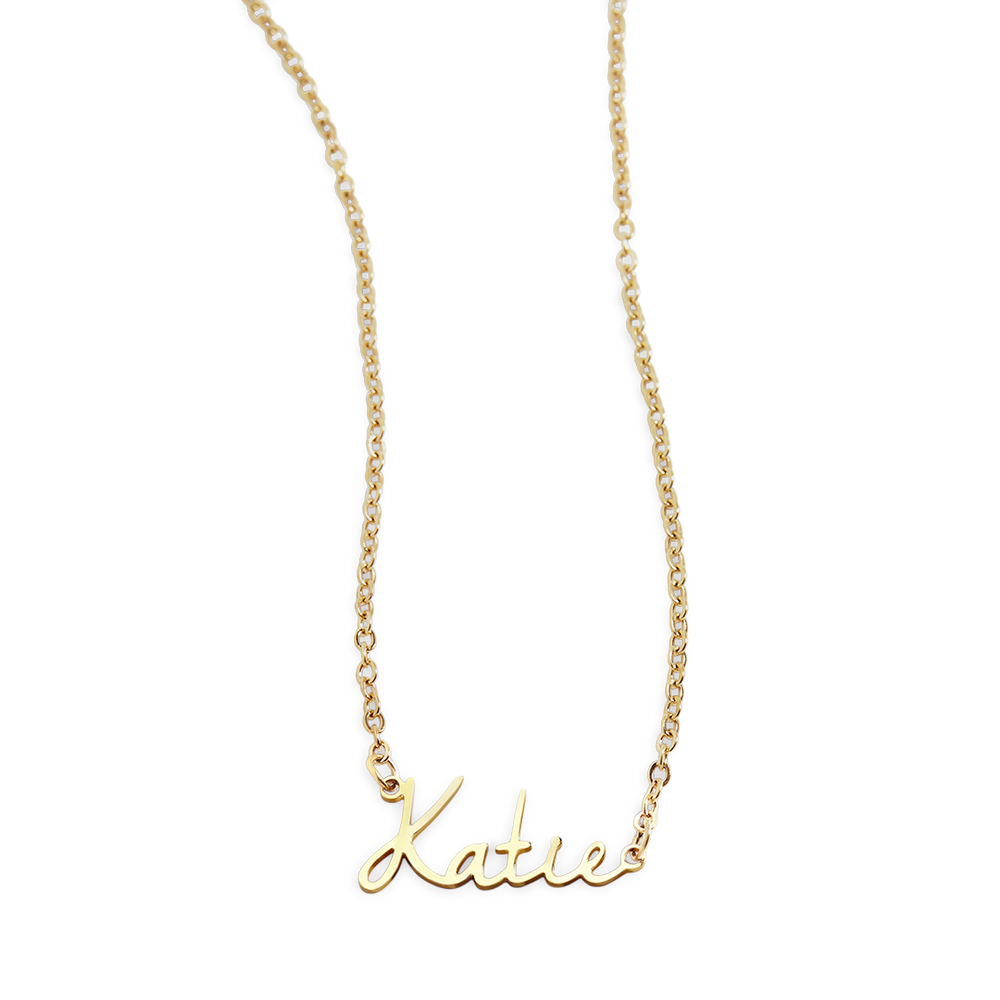 Fee Namenskette - 18 Karat vergoldet / 16" + 2"