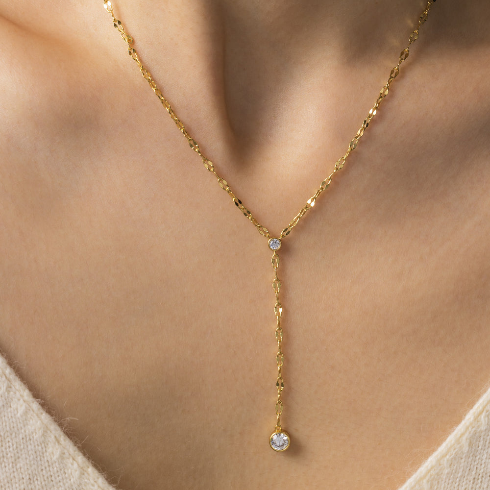 Falling Star Lariat Necklace - Gold / 16" + 2"
