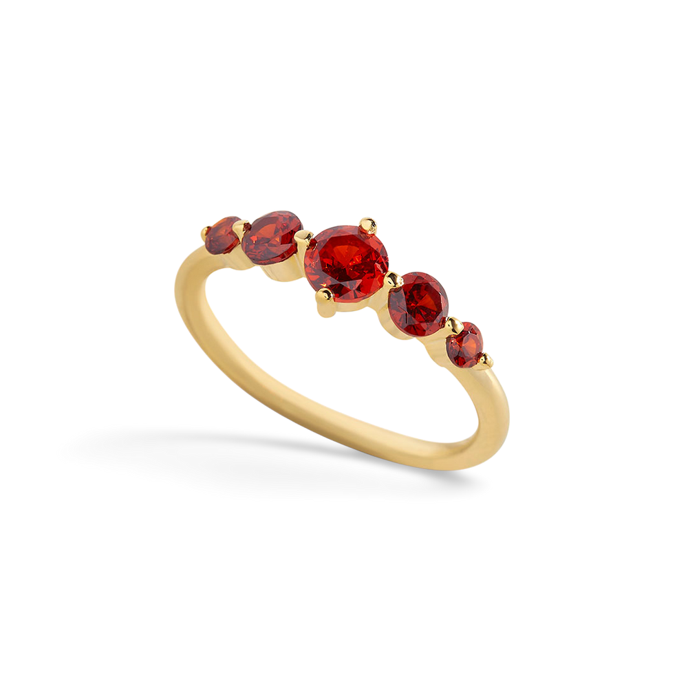 Five Stone Statement Birthstone Ring - January Garnet / 5