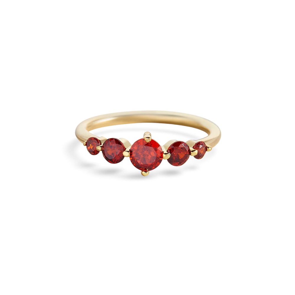 Five Stone Statement Birthstone Ring - January Garnet / 5