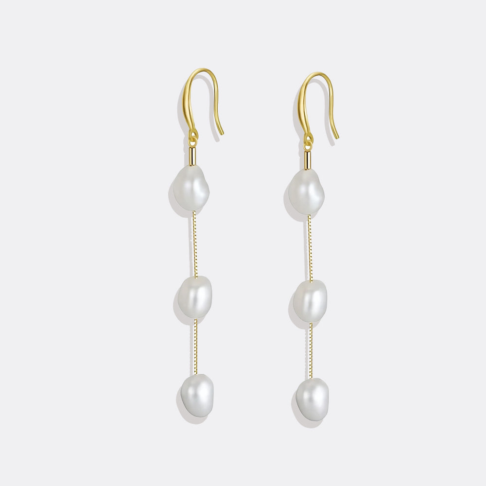 Freshwater Pearl Drop Earrings - 18k Gold Plated