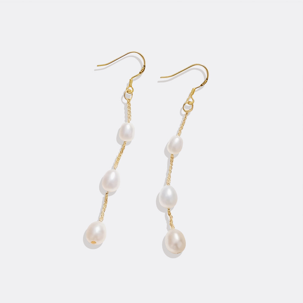 Freshwater Pearl Drop Earrings - 18k Gold Plated