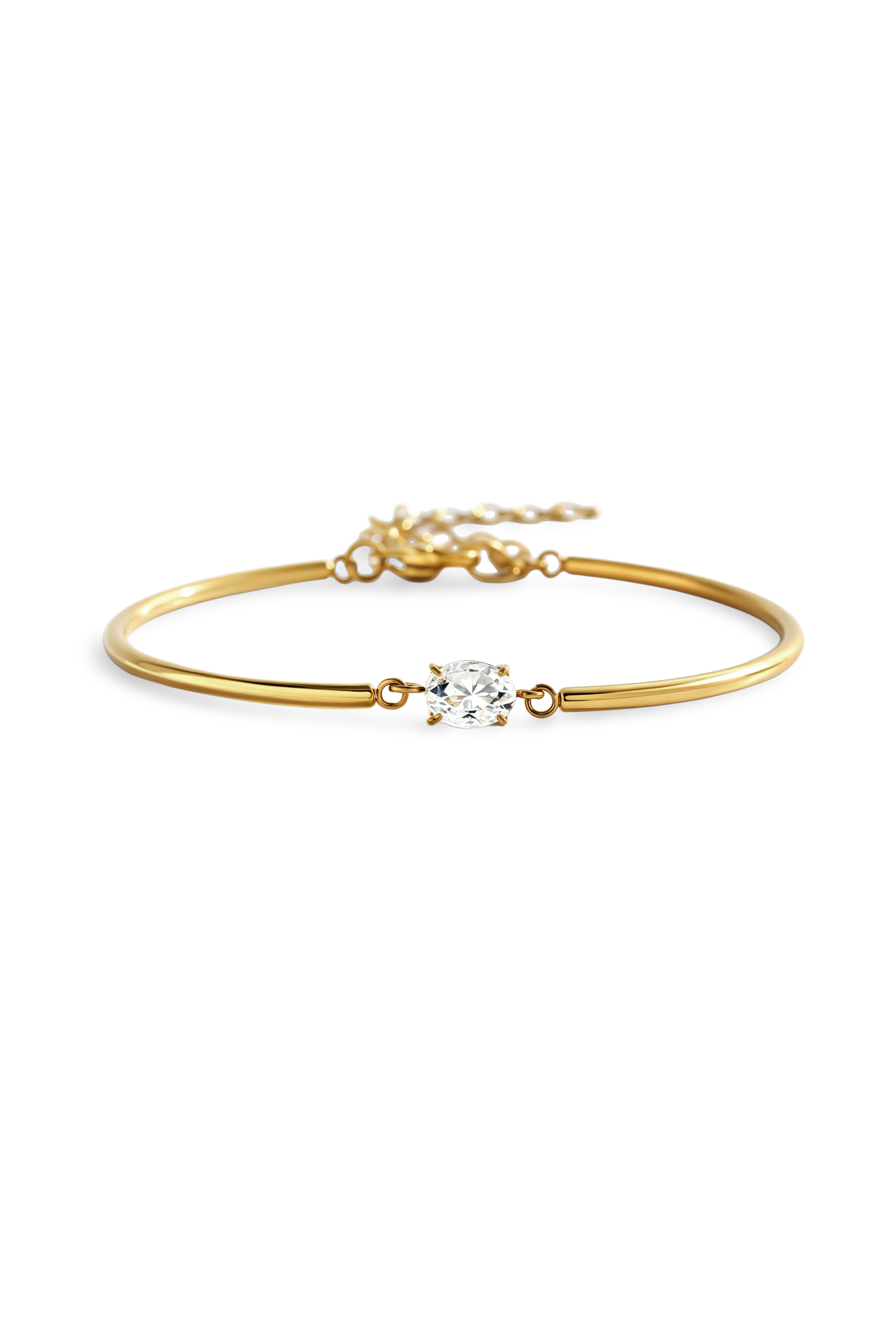 Oval Gemstone Cuff Bracelet