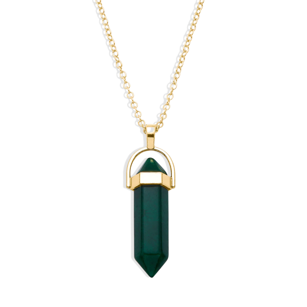 Gemstone Point Necklace - Malachite / Gold