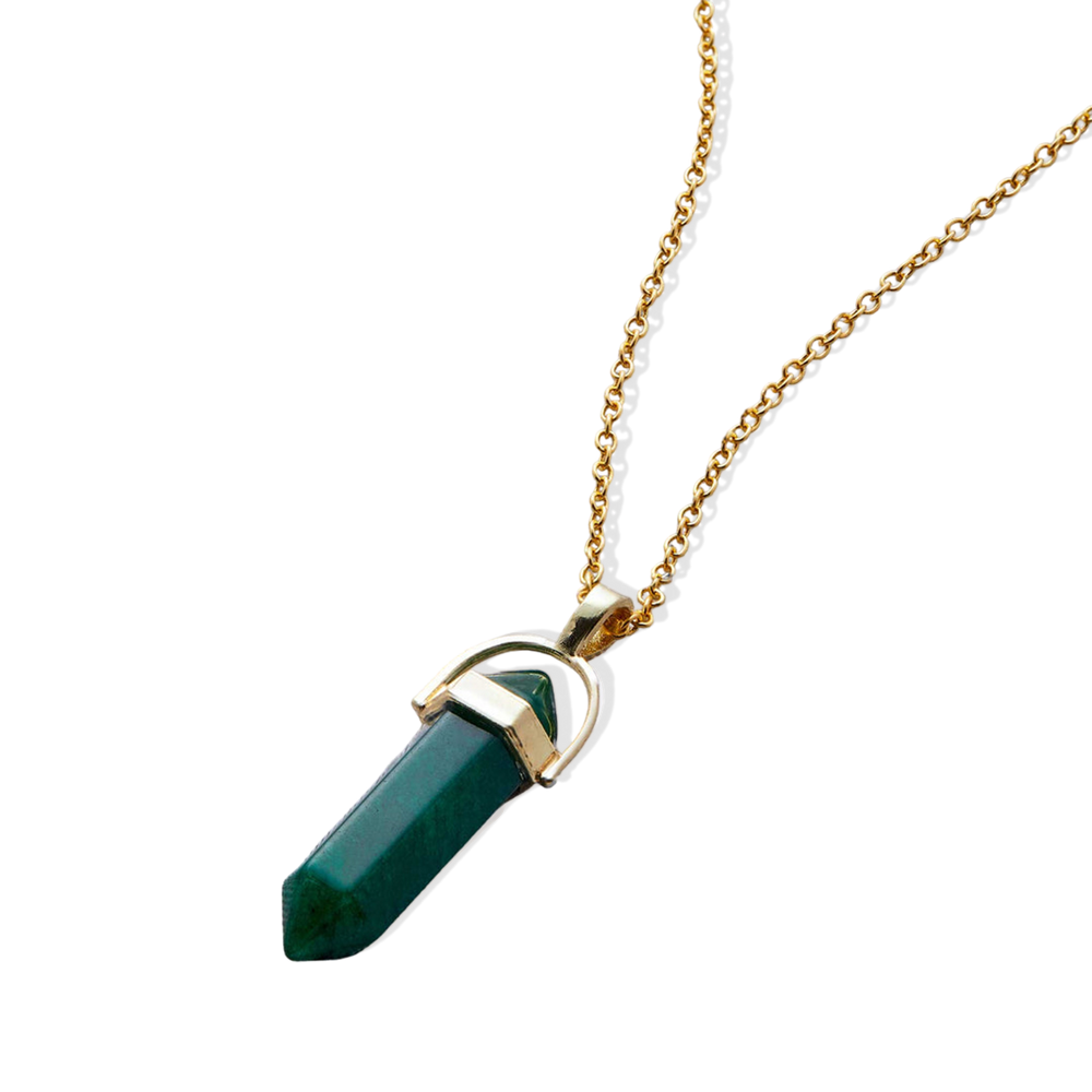 Gemstone Point Necklace - Malachite / Gold