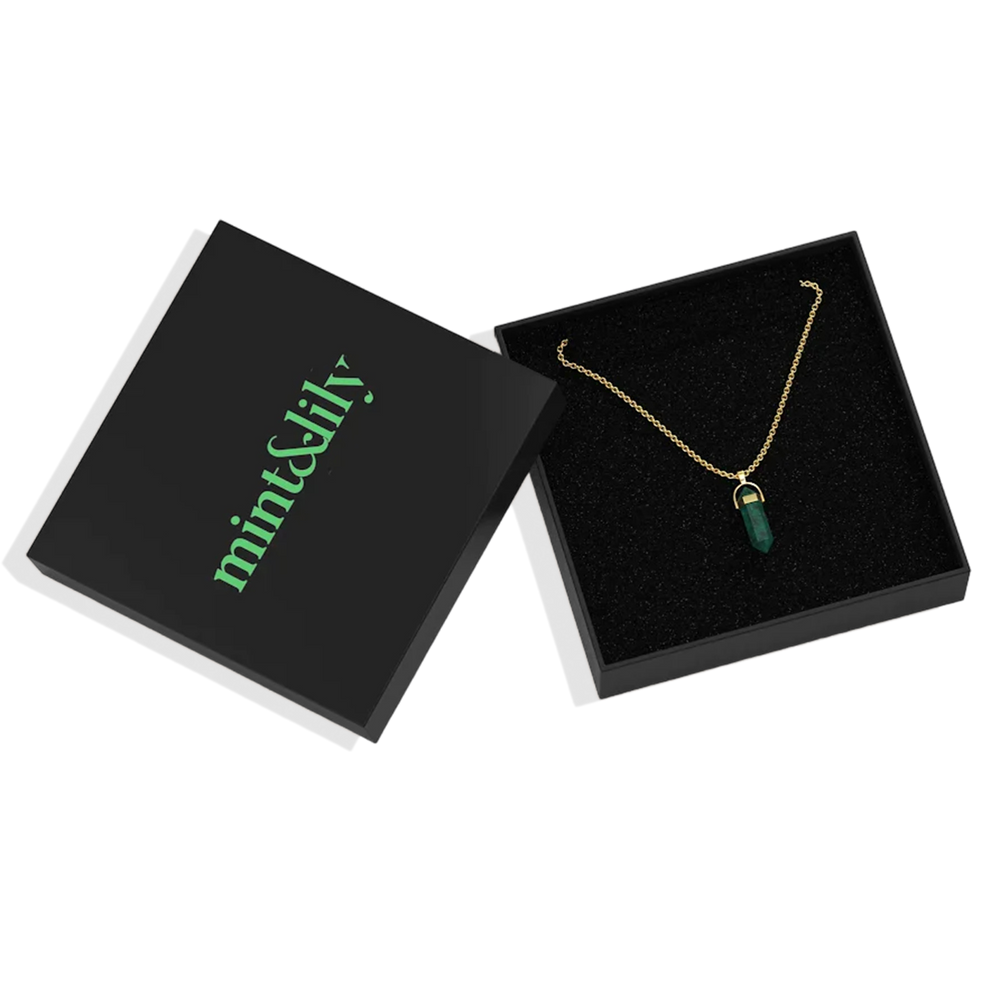 Gemstone Point Necklace - Malachite / Gold