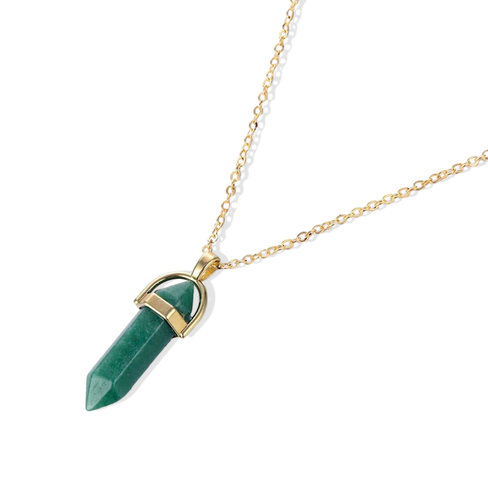 Gemstone Point Necklace - Malachite / Gold